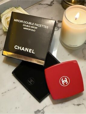 CHANEL Red Double Faceted Compact Mirror Duo